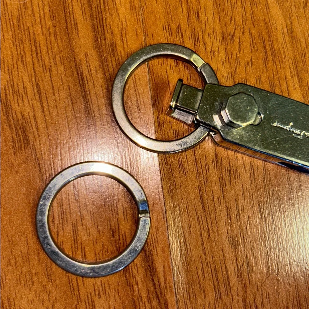 Authentic Salvatore Ferragamo Gancini Crocodile Embossed Leather Keychain